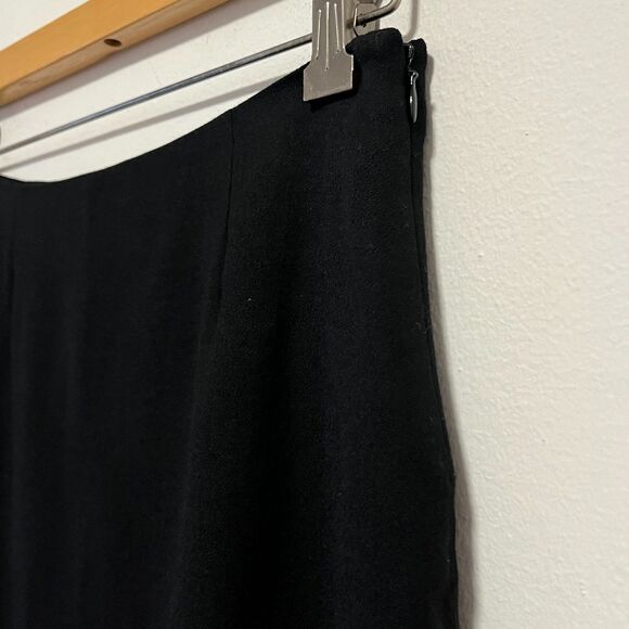 Vintage Black Wool Asymmetrical Hem Midi Skirt Gianni Size 8 - Picture 3 of 5